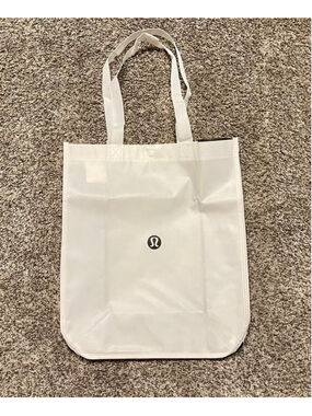 Lululemon White & Black Large Reusable Tote Bag